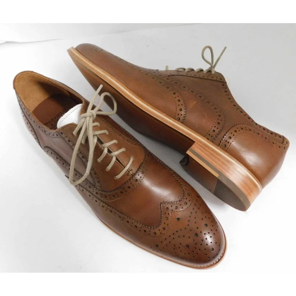 Warfield & Grand Roy 63606 Wingtip Dress Shoes Cognac‎ White sz 10.5 M NEW w/Box